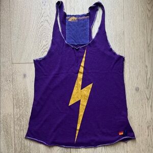 Aviator Nation Violet Tank with Gold Bolt